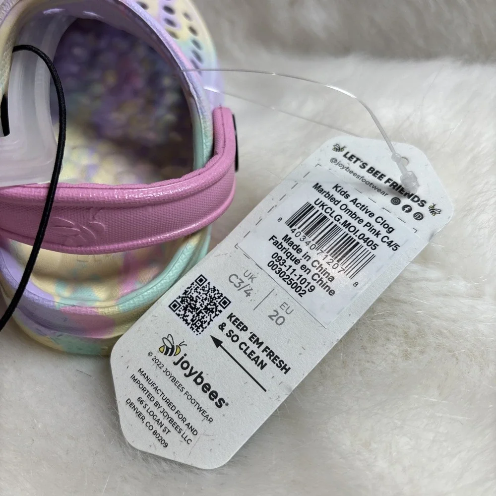 Joybees Toddler Dylan Slip On Active Clogs Pink Cloud Tie Dye SIZE 4/5 NWT